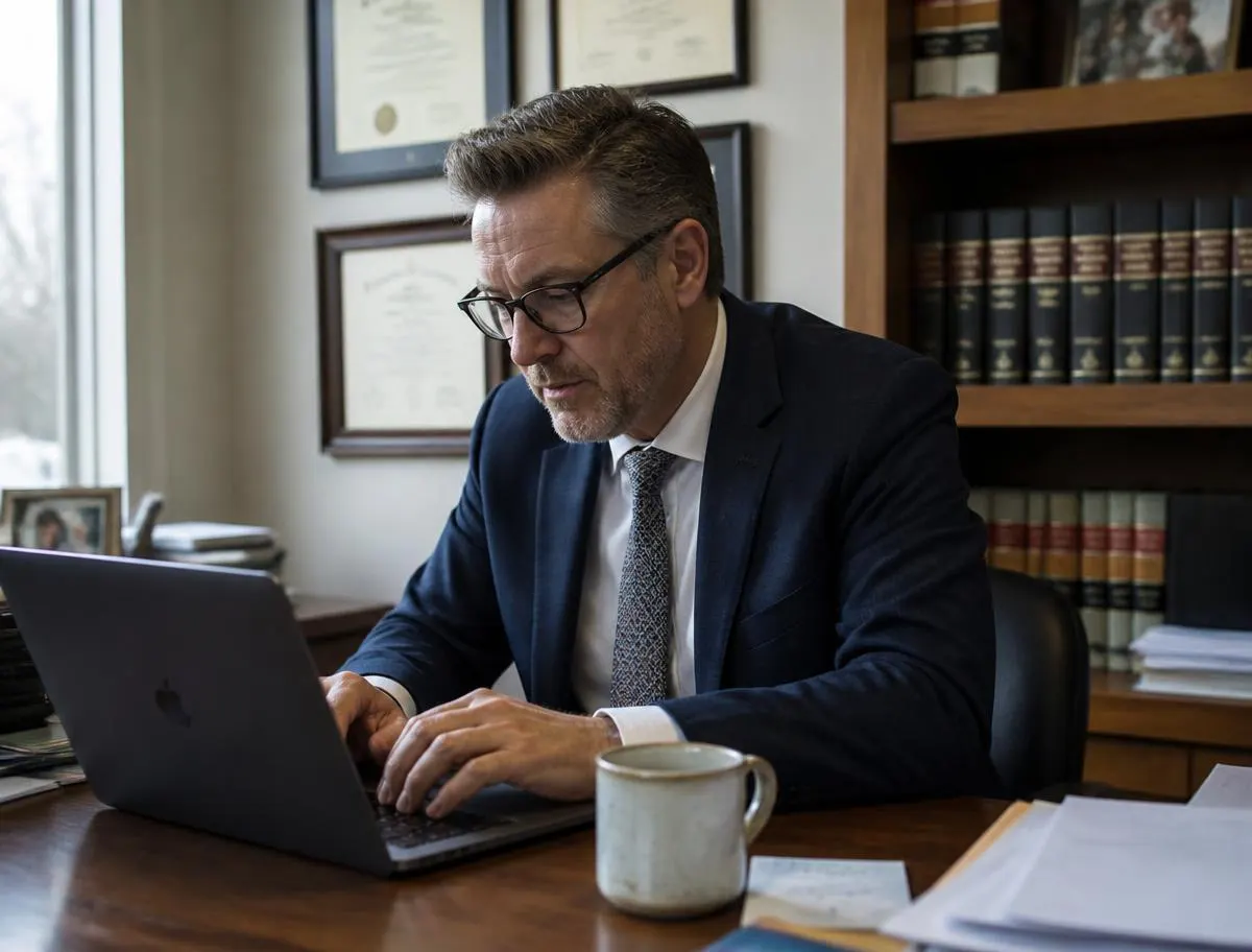 Cliënt leest e-mail op laptop