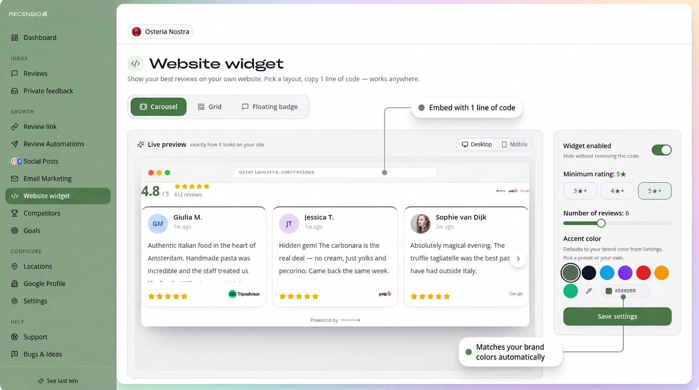 Show your best reviews where customers decide.